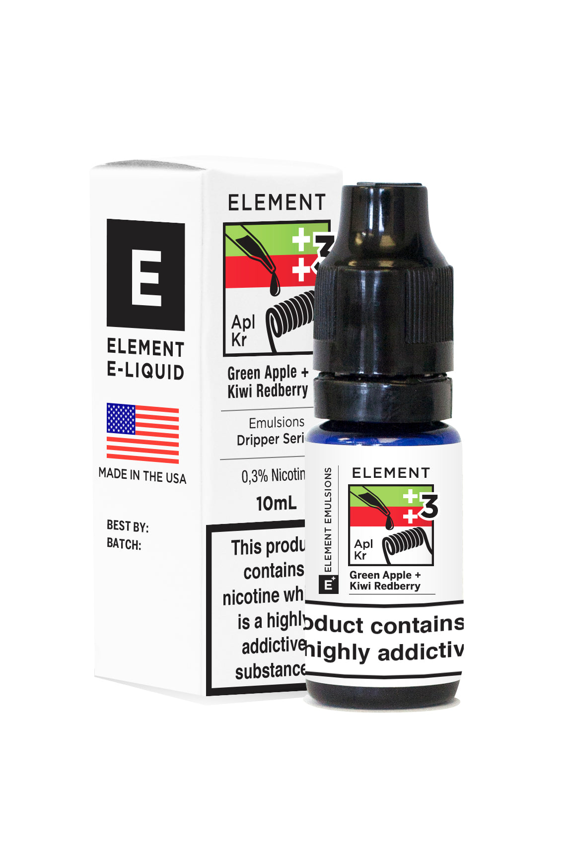 Element Emulsions Green Apple + Kiwi Redberry ELiquid from 3.69 Element Emulsions Green Apple + Kiwi Redberry ELiquid from 3.69